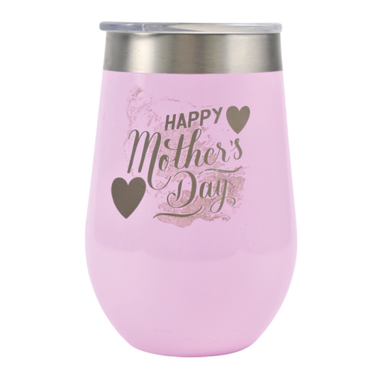 Wine Tumbler 12 OZ Rosa / Grabado Happy Mother's Day